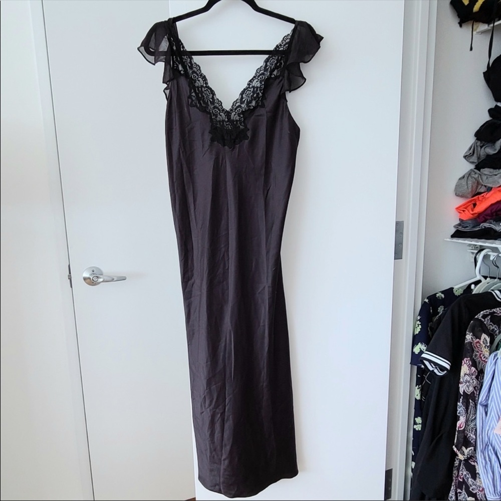 Ralph Lauren Satin Midi Nightgown Black Small